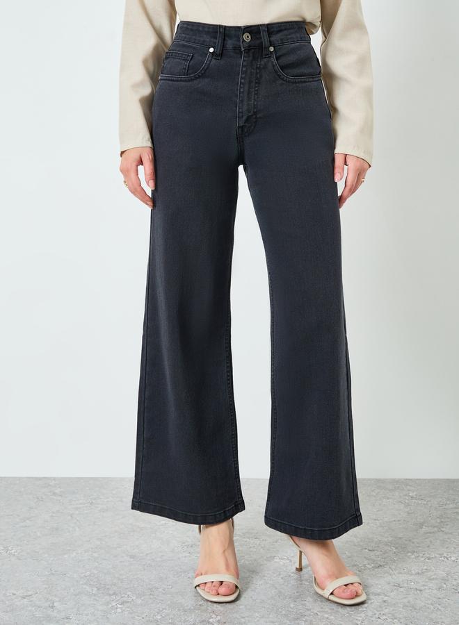 Styli Women Black Wide Leg Jeans - Image 1